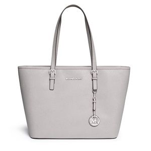 Michael Kors Jet Set Travel Pearl Grey Convertible Tote Bag